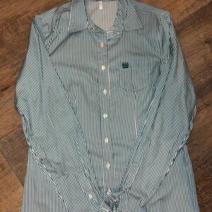Cinch Green Striped Women's Button Down Shirt
